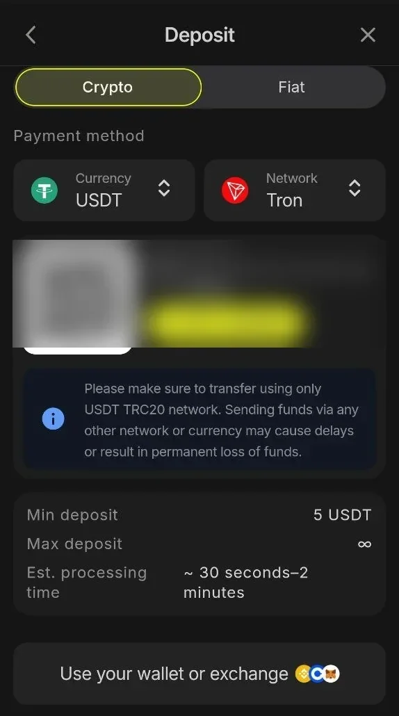 إيداع USDT عبر Parimatch
